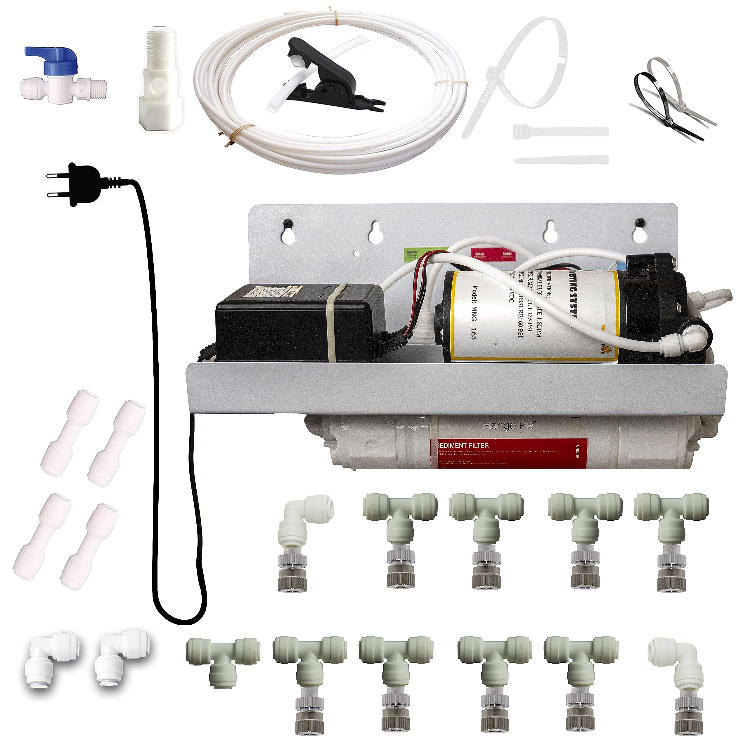 Mango Pie Mist Cooling Misting System Complete Diy Kit Wall Hanging 10 Nozzle System-125 Psi Pump, 15 Mt Tubing With Six Month Warranty (B0CG42S3FM) Amazon Price History, Amazon Price Tracker