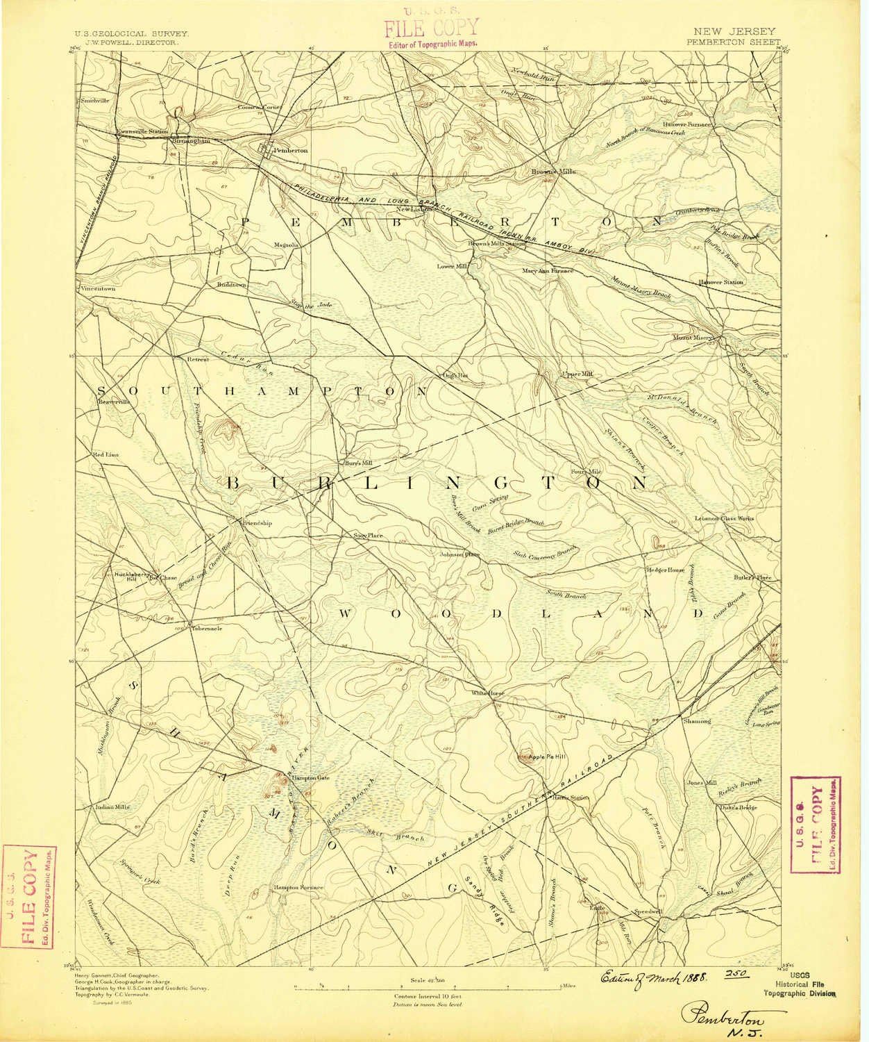 YellowMaps Pemberton NJ topo map, 162500 Scale, 15 X 15
