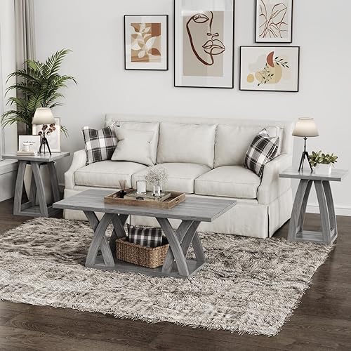 Miniatura 7 de End Tables Living Room, Side Table Beside Sofa, Nightstand for Bedroom, Couch Side Table with Shelf, Modern End Table for Living Room, Grey End