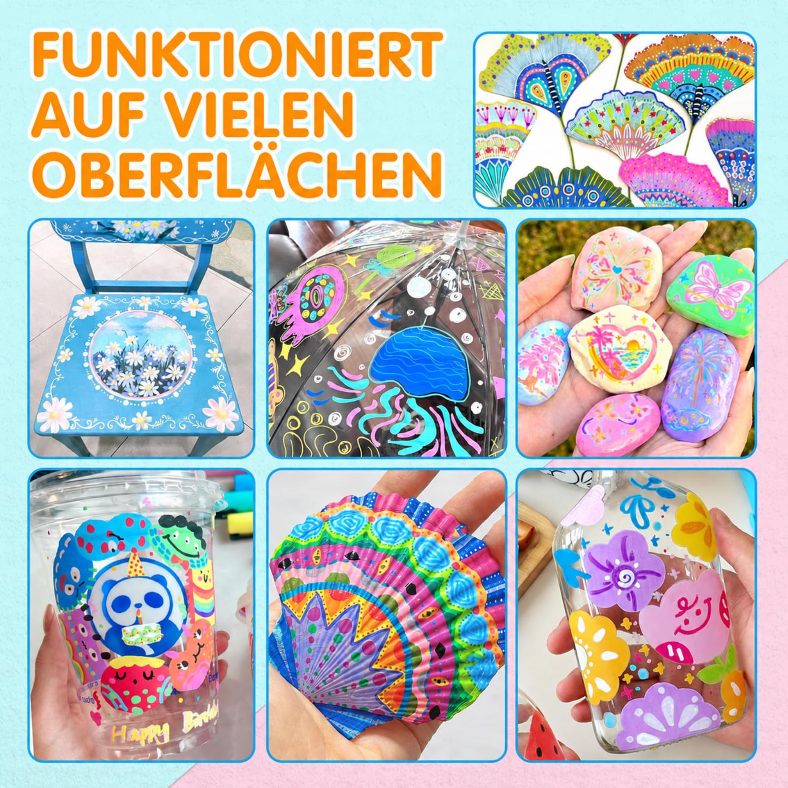 Efimeso 120 Farben Acrylstifte für Steine Wasserfest,Pinselmalstifte auf Wasserbasis Acrylic Paint Marker Acrylmalstifte für Holz, Leinwand, Holz, Stein, Keramik, Glas, Stoff