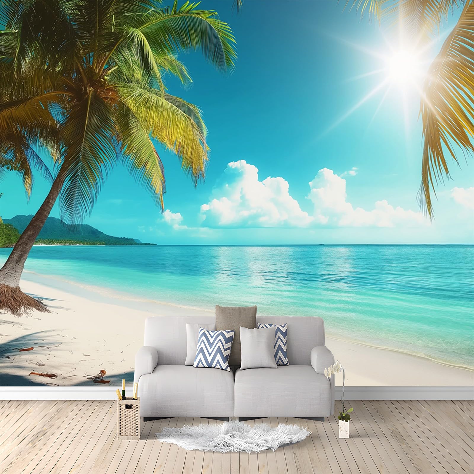 Papier Peint 3D Plage pour Transformer Votre Chambre en Oasis Tropicale