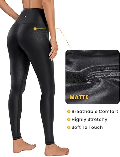 Miniatura 5 de CRZ YOGA Butterluxe Matte Faux Leather Leggings for Women 28" - High Waisted Stretch Ankle Leather Pants Pleather Tights