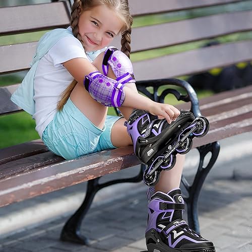 Miniatura 7 de Patines en línea ajustables para niños y niñas, patines iluminados para niños de 6 a 12 años, pátinas iluminadoras para exteriores para mujeres y