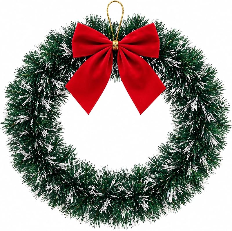 Guirlanda de Natal 33cm com Laço Vermelho e Pinhas – Enfeite Natalino