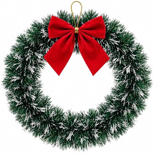 Guirlanda de Natal 33cm  com Laço Vermelho e Pinhas – Enfeite Natalino