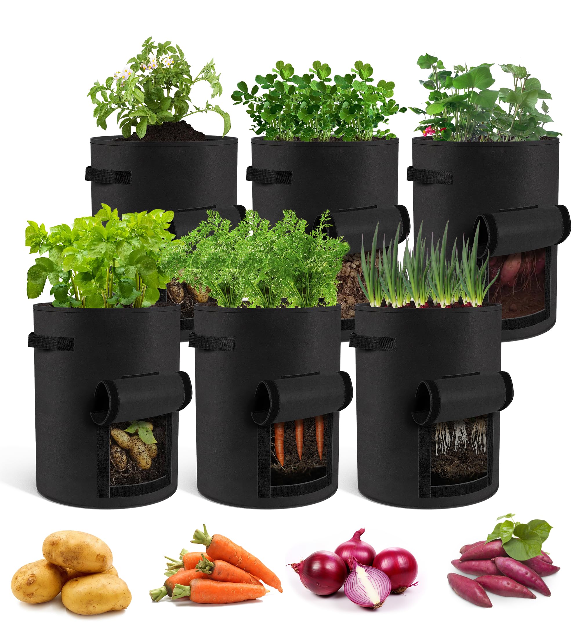 Moyios 6-Pack 15 Gallon Potato Grow Bags