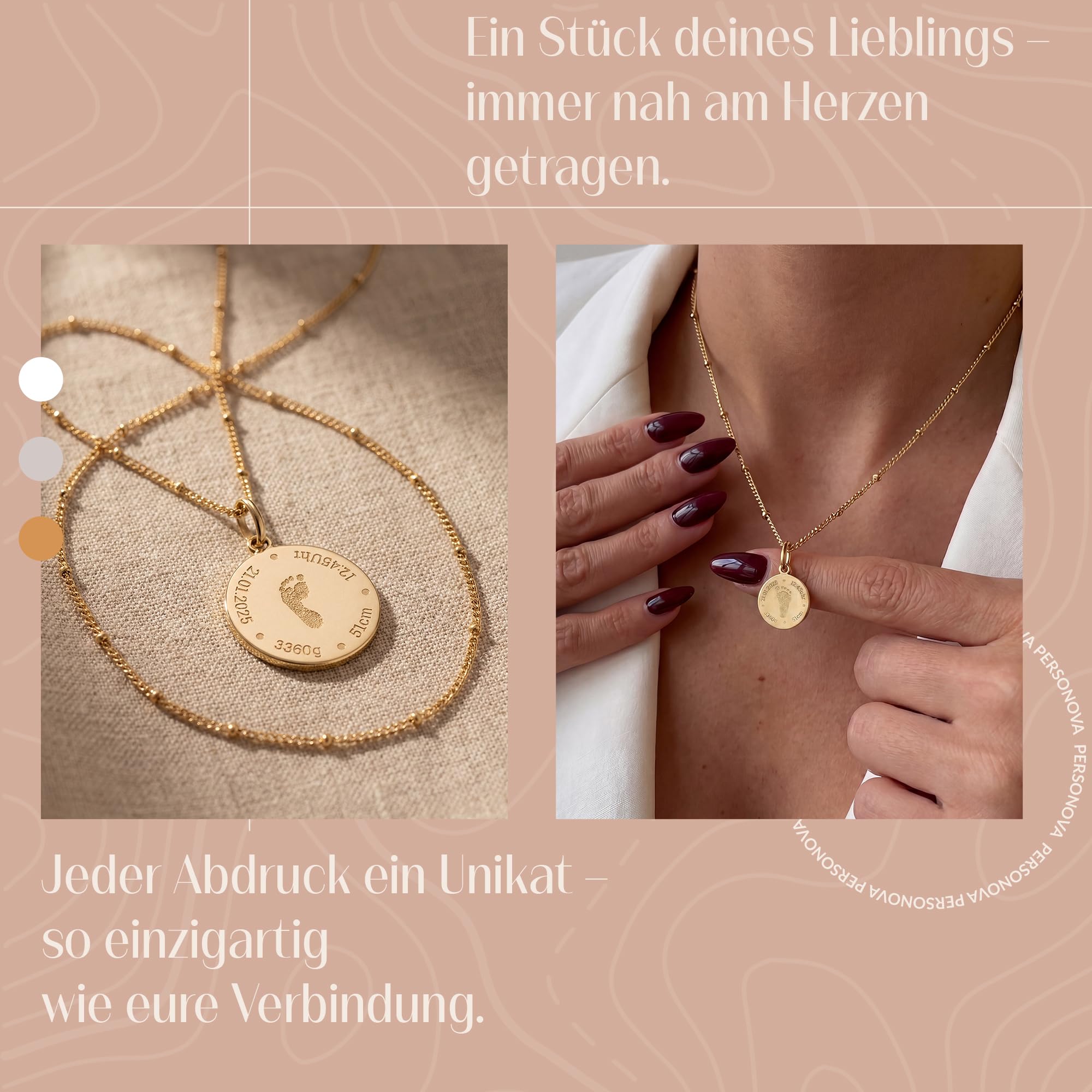 Collana Personalizzata con Impronta Piede Bebè e Dati di Nascita – Collana Incisa per Mamma, Regalo Nascita, Battesimo, Festa della Mamma