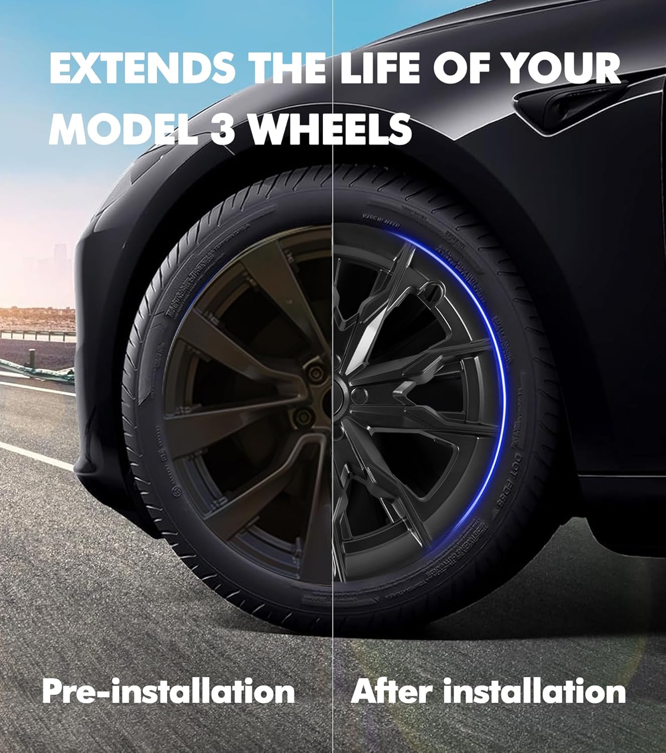 PM Auto Set of 4 Wheel Covers Holy Dipper Model Hubcaps for 2017-2023 Tesla 3 18 inch Except Highland