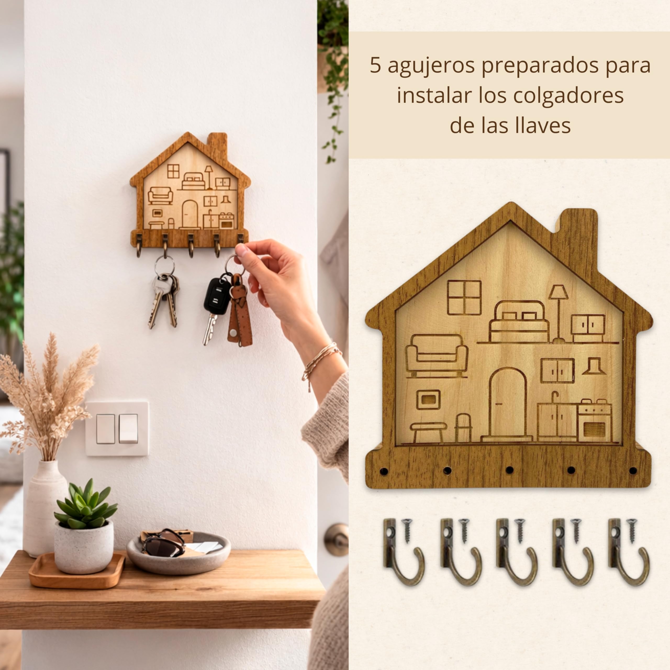 colgador llaves pared, cuelga llaves pared - PEQUEÑO (12x12 cm)