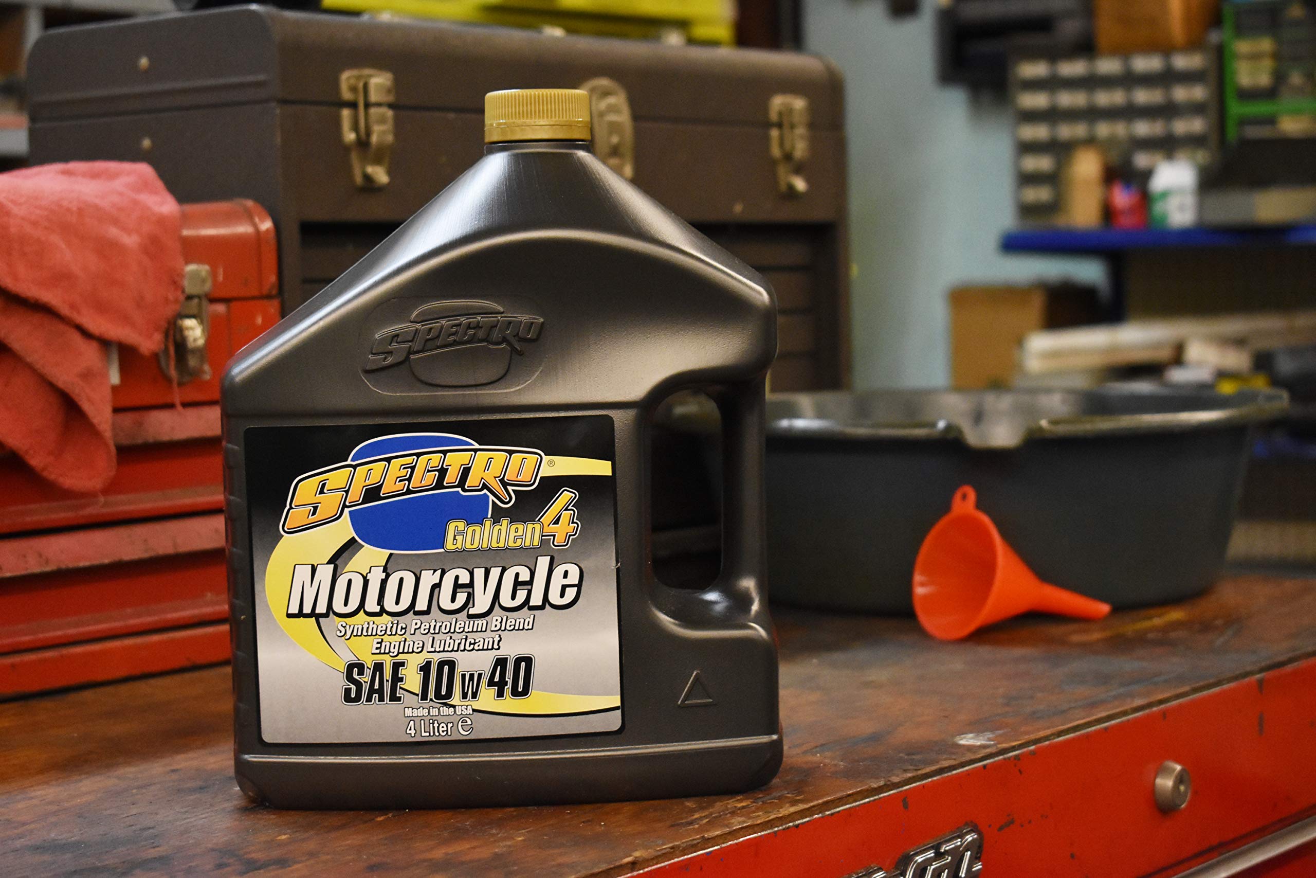 Spectro Golden 4 - Lubricante sintético para motor de motocicleta, mezcla de petróleo 10w40, 4 litros