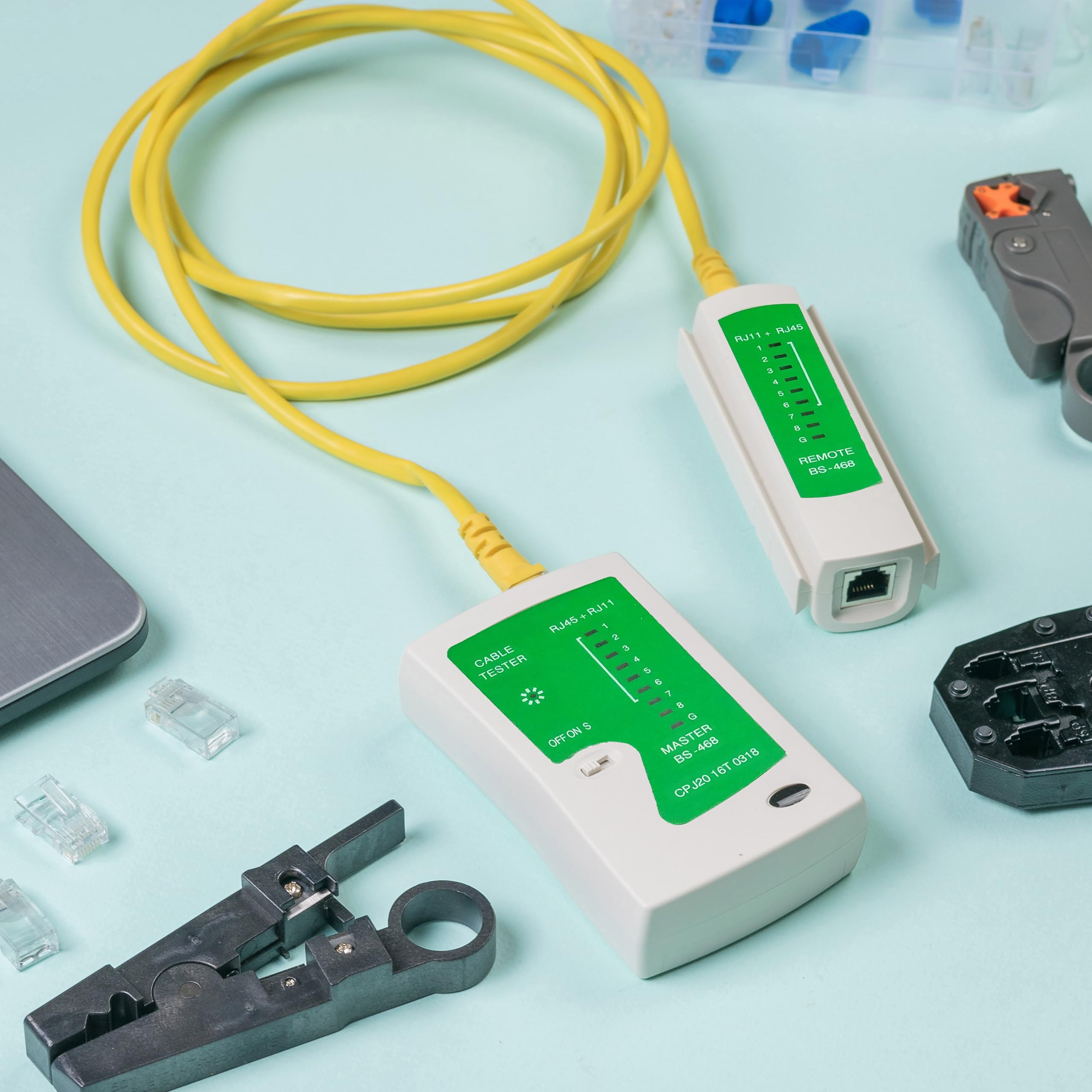 Retoo Tester Kabli Sieciowych RJ11/RJ12/RJ45, Tester Przewodów Krosowych LAN