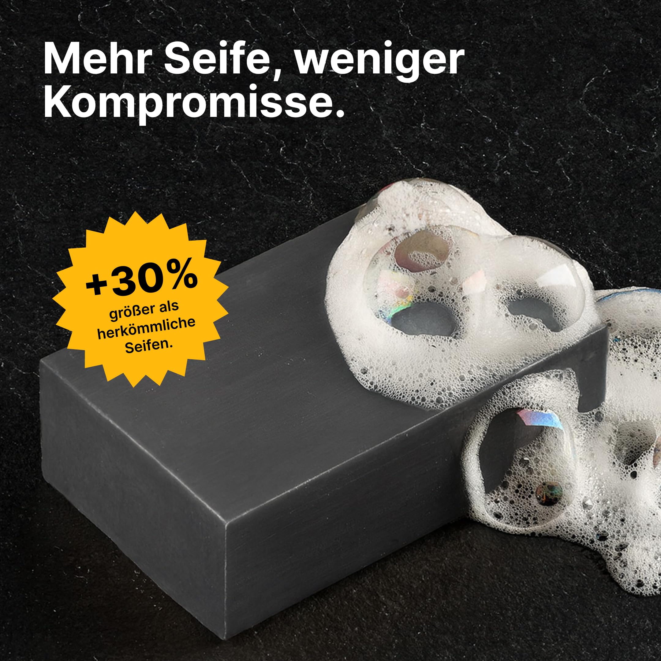 Männerseifen-Set Black Edition: Natürliche feste Seifen für Männer, Geschenkset Herren, 3-in-1 Duschseife für Hand, Körper und Haare, Shampoo Mann, Festes Duschgel Vegan, 4 x 135 g, BLN SOAP