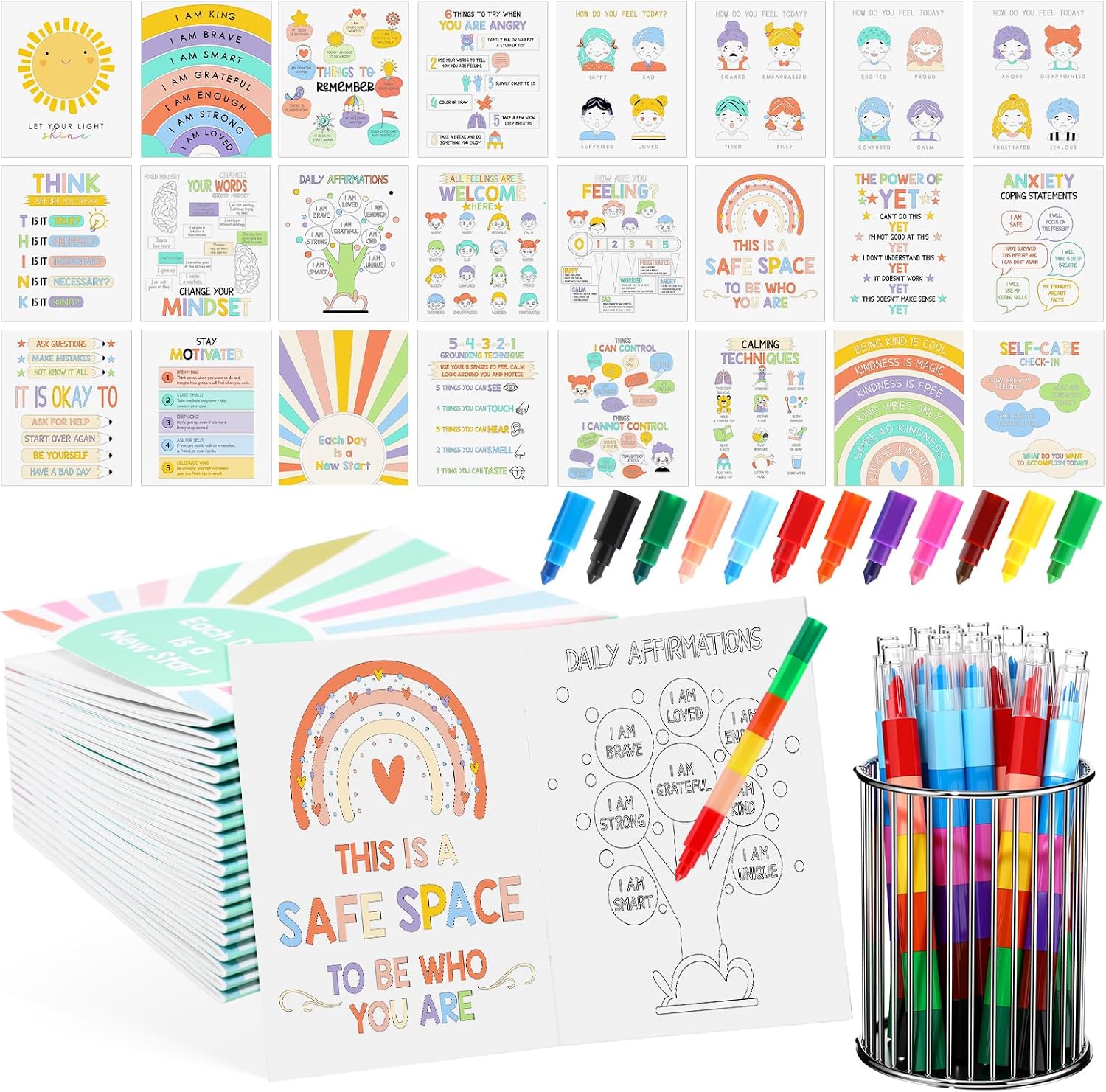 TaoBary 25 Set DIY Painting Coloring Book Bulk Art Therapy Theme Craft Crayon Draw Beautiful Coloring Book for Adult Women Men Relaxation, Reducing Anxiety, Mindfulness, Stress Relief