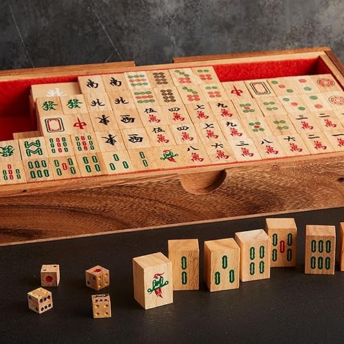 Miniatura 3 de Verve CULTURE Juego de azulejos de madera hechos a mano de Mahjong tailandés | Juego de mahjong chino