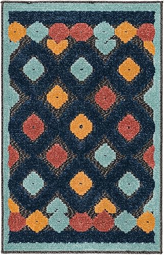 Miniatura 2 de Unique Loom Belize Outdoor Collection - Alfombra rectangular de 2 x 3 pies 1 pulgada, color carbón y azul marino