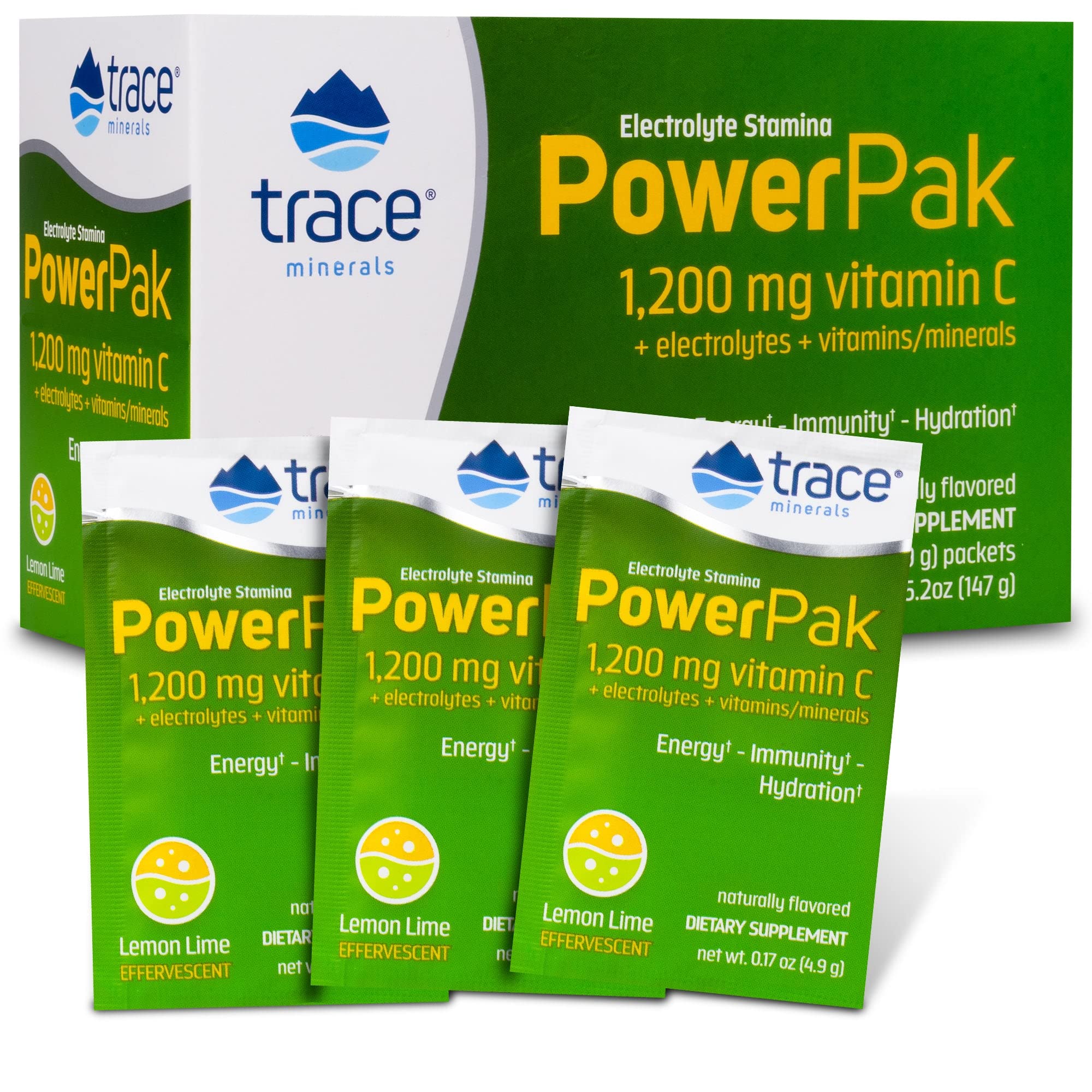 Trace minerals Lemon Lime Electrolyte PowerPak Pack 30 Sachets 147 g