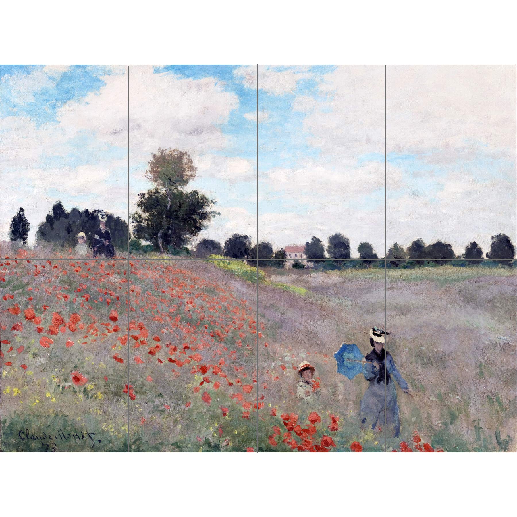 Artery8 Claude Monet Poppy Field Stroll XL Giant Panel Poster (8 Sections)