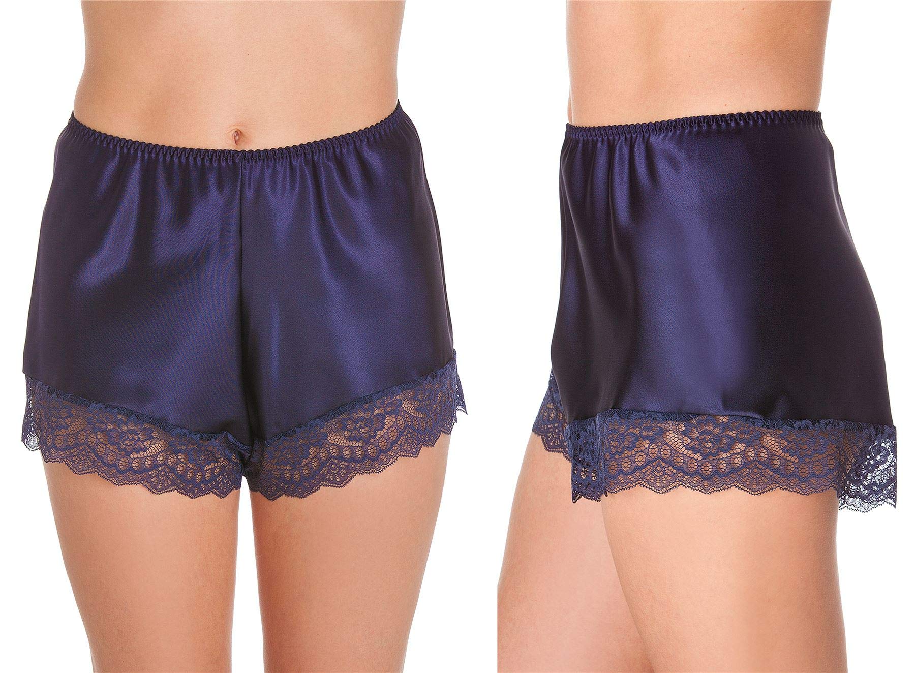 Undercover Women's French Knickers - Navy F58 Luxury Satin French Knickers Navy Xos