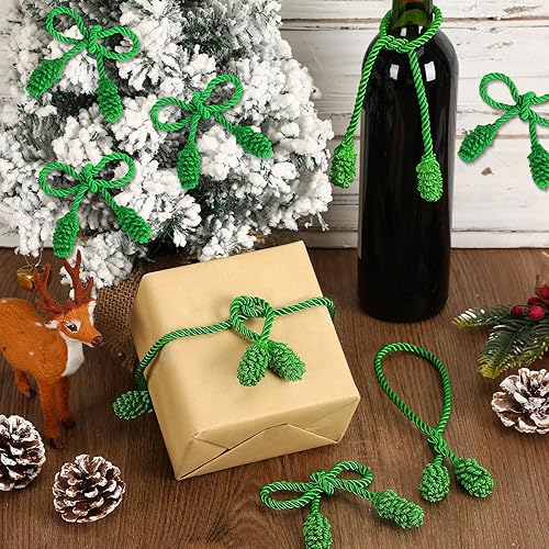 Miniatura 4 de 18 lazos reutilizables de Navidad para barandilla, decoración del hogar, guirnalda de Navidad, envoltura de manualidades (verde)