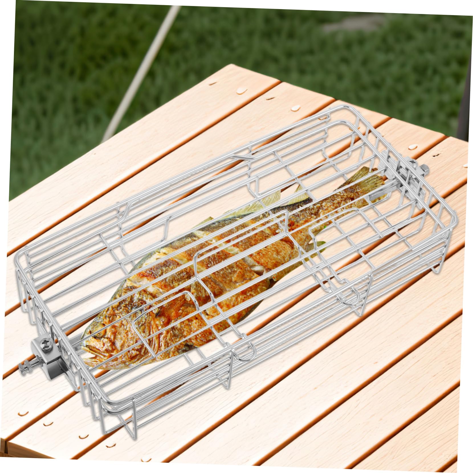 Przenośne obrotowe akcesoria do grilla rybnego – grill na zewnątrz i kemping klatka na rożen skrzydełka z kurczaka ryby, mięso i warzywa, idealne narzędzie do grillowania dla wczasowiczów