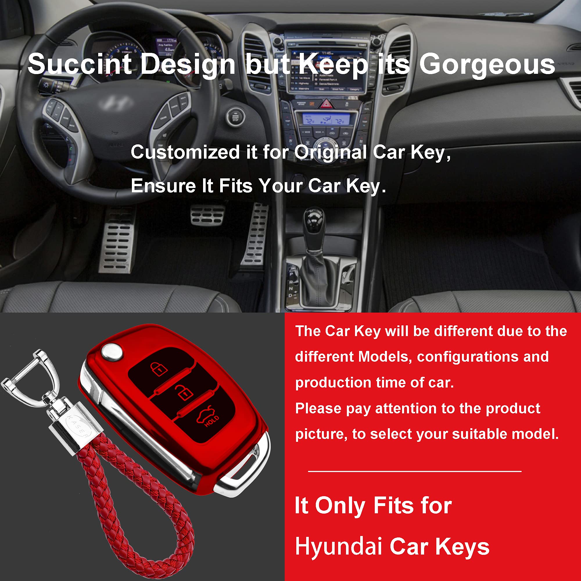 Coque De Protection En Silicone TPU Pour Clé Hyundai – Style élégant Avec Porte-clés Intégré | Rouge, Bleu, Argent, Rose | Compatible Kona, I10, I30, Ioniq, Tucson, Santa Fe - 9