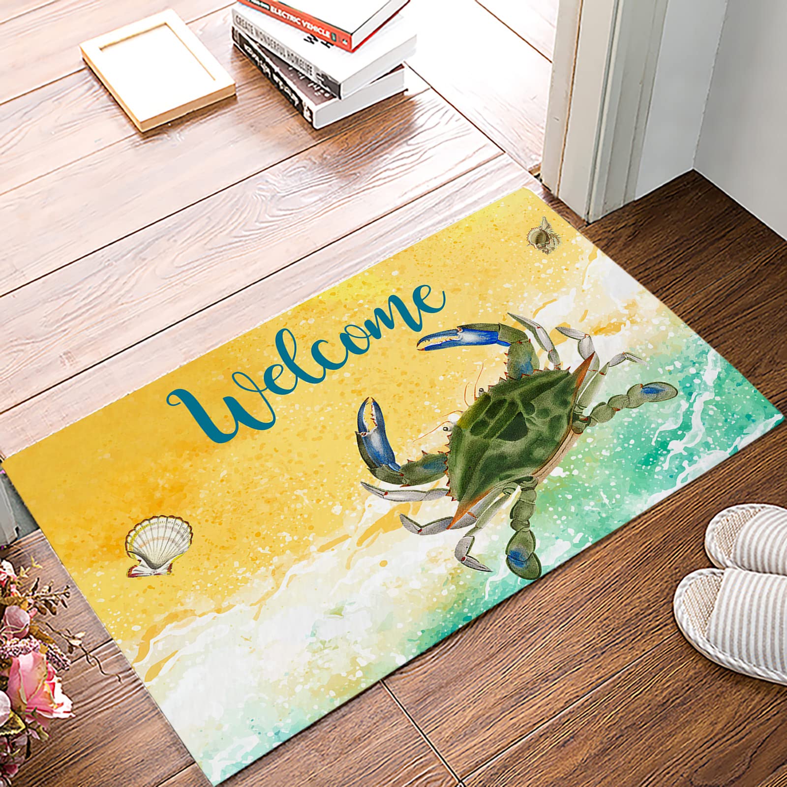 Summer Yellow Beach Indoor Doormat Bath Rugs Non Slip,Washable Cover Floor Rug Absorbent Floor Mat Home Decor for Kitchen Bedroom 30X18 Inch — image 1
