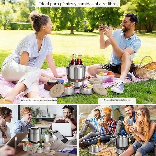 Miniatura 6 de 67 oz Frasco Térmico para Comida Caliente de Acero Inoxidable con Aislamiento al Vacío y Boca Ancha para Adultos, Contenedores de Comida Caliente