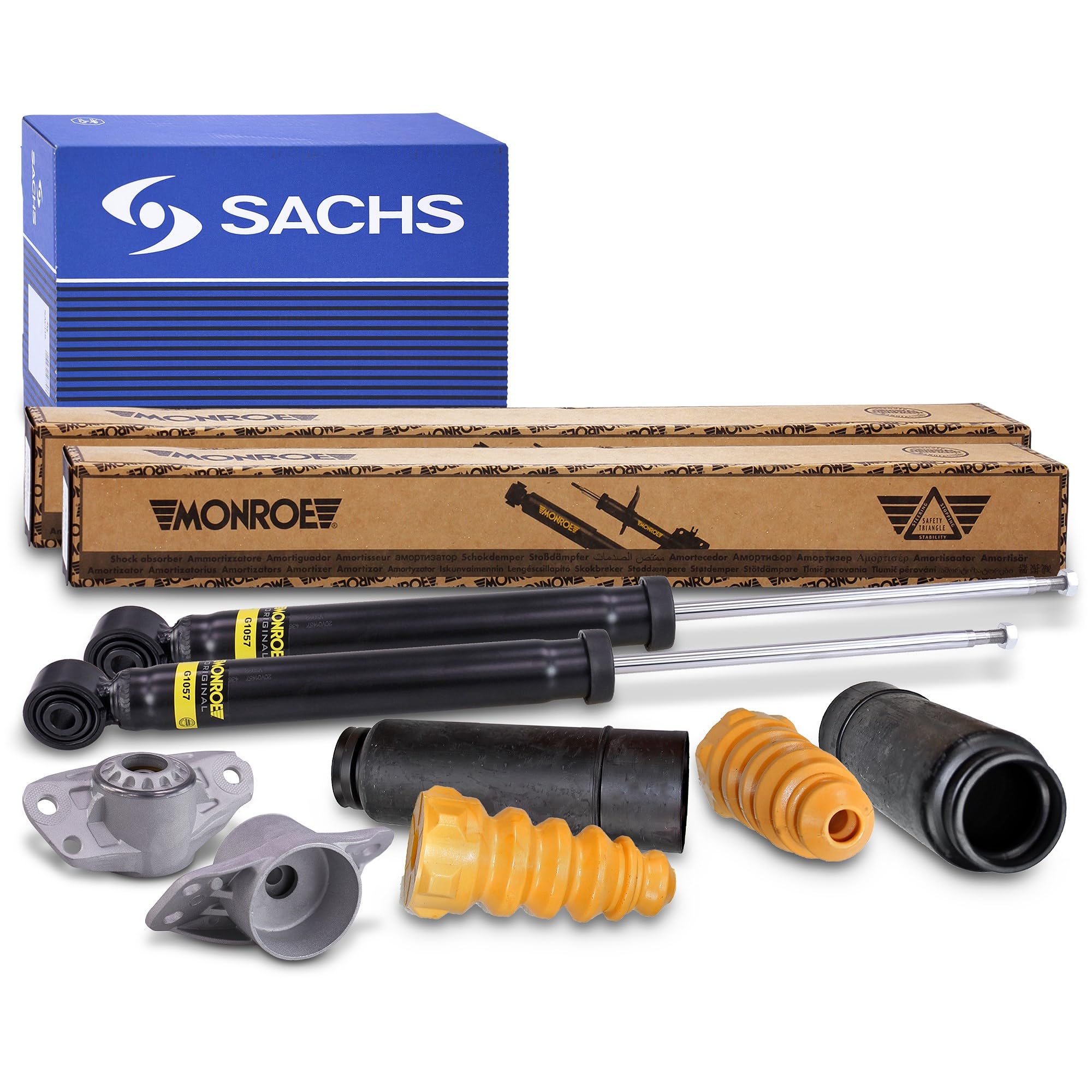 Set bestehend aus 1x Staubschutzsatz, Stoßdämpfer, 2x Stoßdämpfer Hinterachse, 2x Domlager hinten 40669582 Hinterachse rechts, Kompatibel mit: SKODA SUPERB II, SUPERB II Kombi