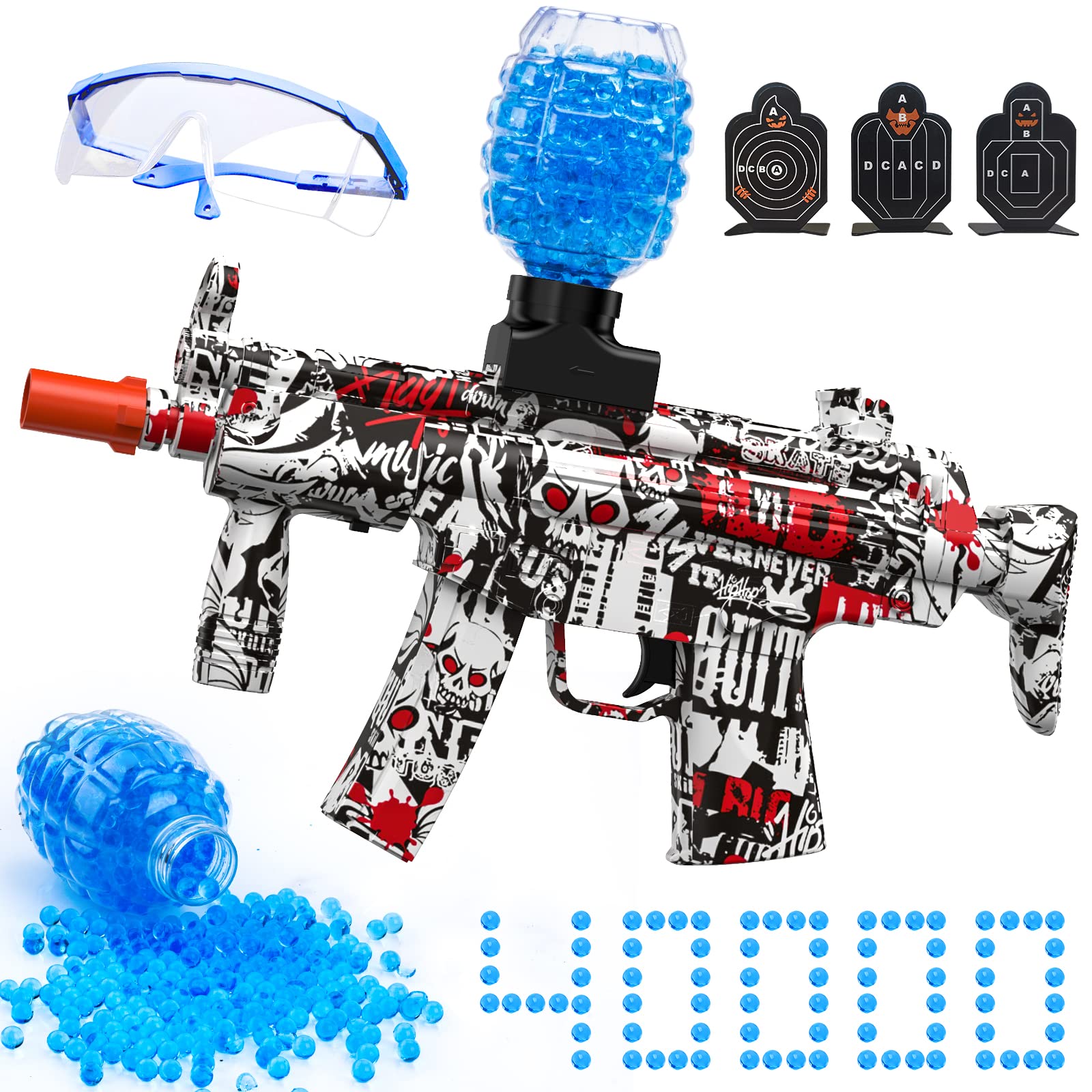 Anstoy Gel Ball Electric Blaster, Splat Ball MP5K Toy Automatic for Outdoor Activities-Shooting Team Game, Christmas, Halloween, Birthday Gifts for Teens, Boys and Girls (Red)