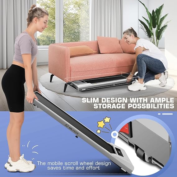 ANCHEER Under Desk Walking Pad Treadmill with Remote Control, 3.0HP Compact Treadmills for Home 300lbs Weight Capacity, Portable Treadmill for Small Space, Installation-Free