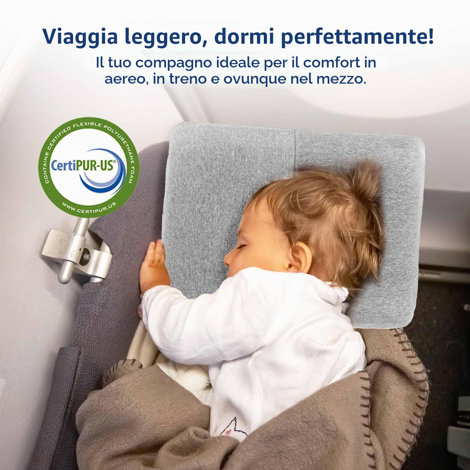 Cuscino ergonomico da campeggio con memory foam, 30 x 40 cm, cuscino in memory foam da viaggio