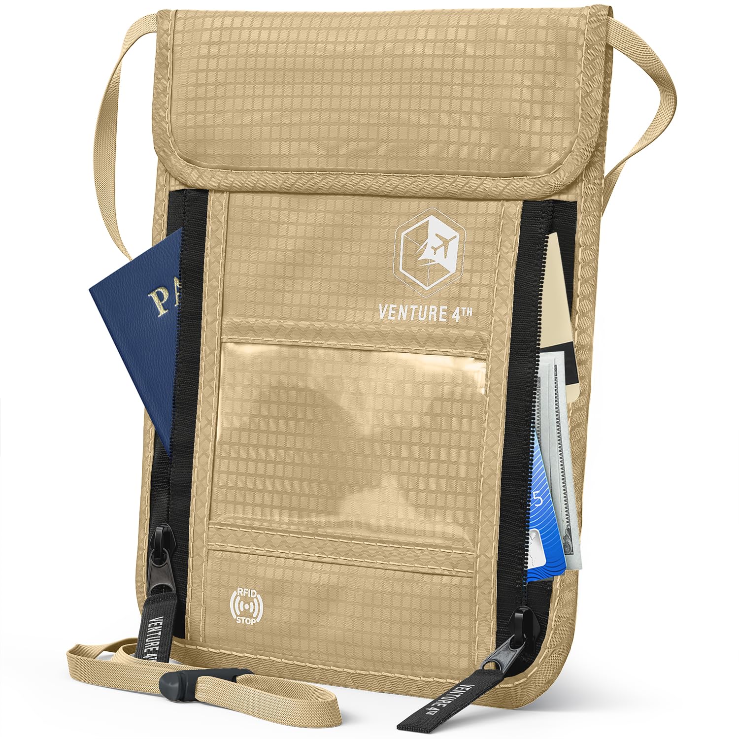 Venture4th Passport Holder Neck Pouch with RFID Blocking – Hidden