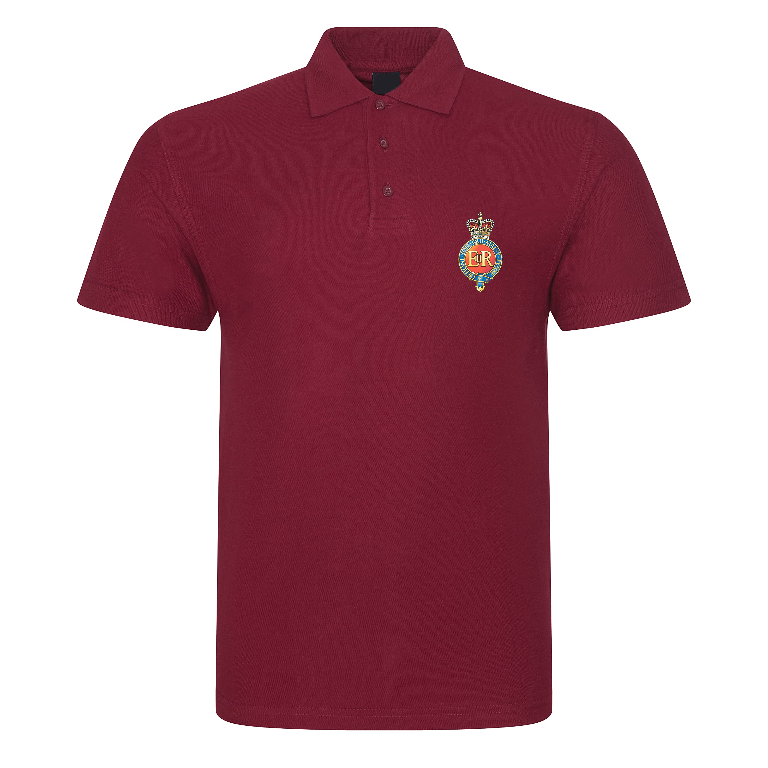 Psave Men's Maroon Household Cavalry Regit Insignia Polo Shirt British Army Military (As8, Alpha, X_l, Regular, Regular, )