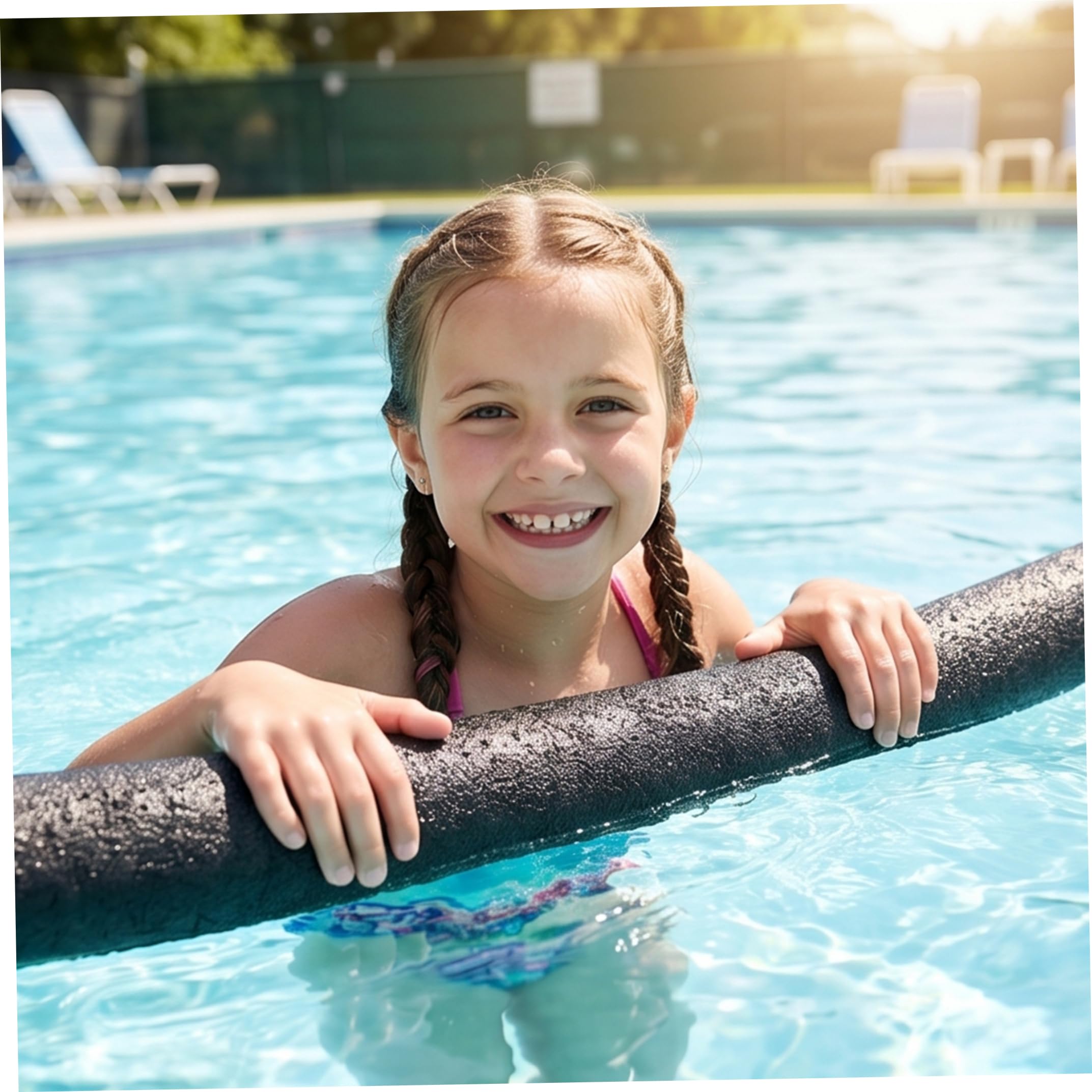 Lot de 5 nouilles de piscine jumbo en mousse creuse de 150 cm, accessoire d'eau antidérapant et anti-rayures, noir