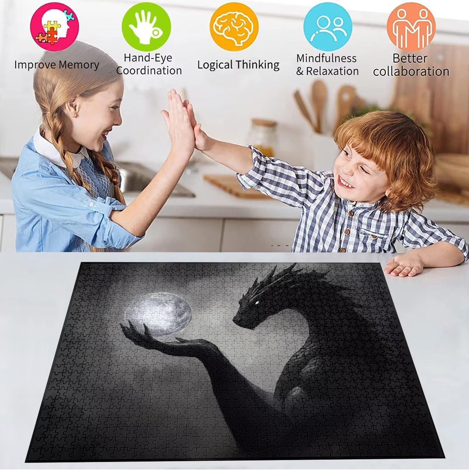 Puzzle 5000 Pezzi, 3 4 5 Anni Puzzle Animale 6 7 8 Anni Giochi Educativi Sostenibili Con Motivi Per Adulti Da Gioco in Legno Di Alta Qualità Jigsaw Dinosauro per Gioco Familiare, Regalo Natale H-5597