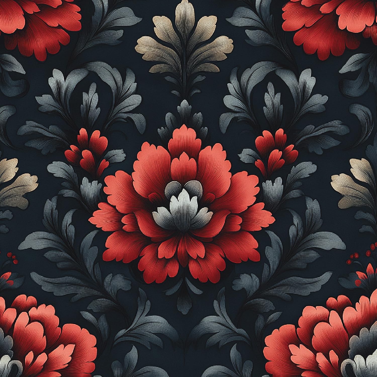 Self Adhesive Wallpaper Flowers Plants Peel and Stick Wallpaper European Style Retro Pattern Vinyl Film 17.3"x78.7" Contact Paper Retro Style Sticky Back Plastic for Bedroom Living Room Bathroom — image 1
