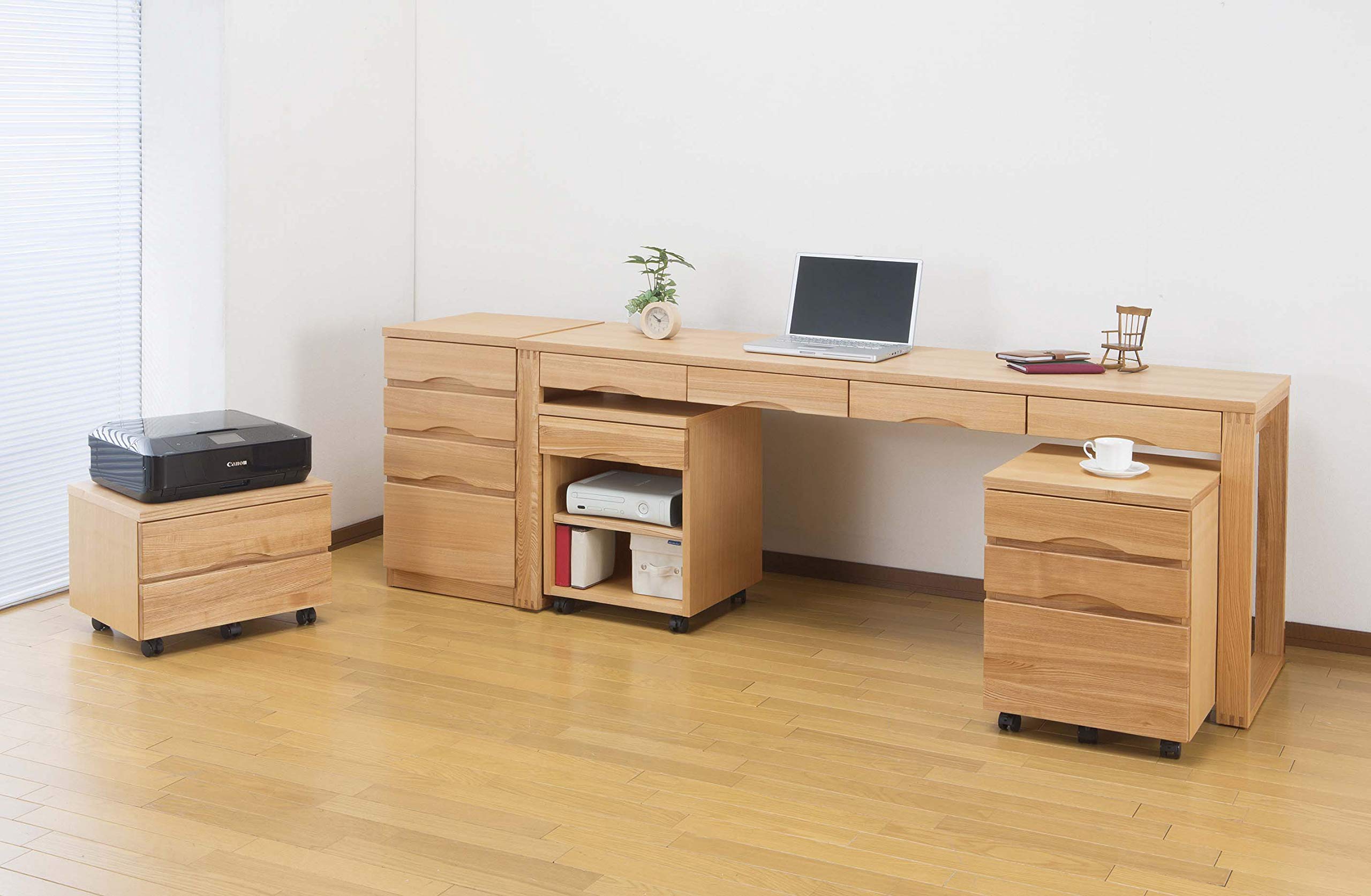 Amazon｜SUN・HARVEST タモ突板デスク（幅180×奥行45cmタイプ） ライト