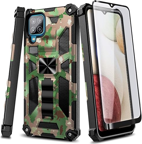 Miniatura 5 de NZND Funda diseñada para Samsung Galaxy A12 con protector de pantalla de vidrio templado (cobertura completa), protección de cuerpo completo a