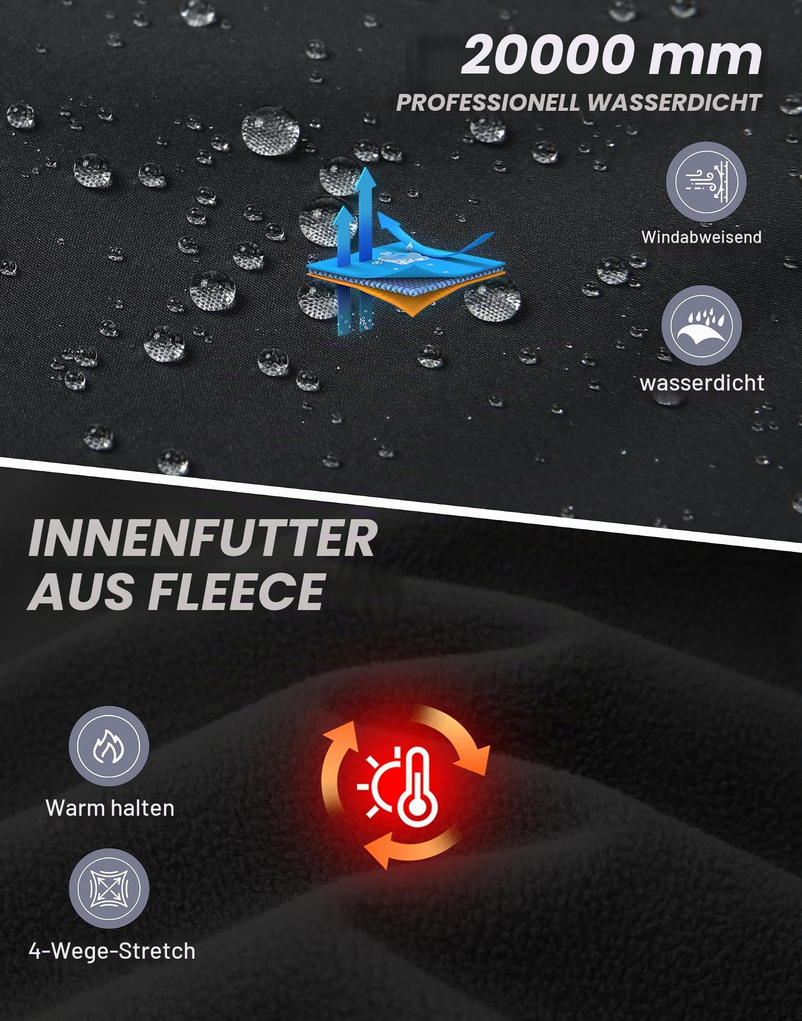 Pioneer Camp Herren Softshellhose Winter Wasserdicht Winddicht Warm – Für Wandern, Trekking & Outdoor-Aktivitäten
