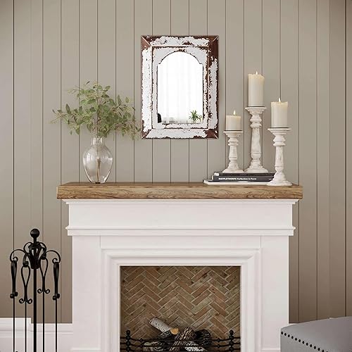 Miniatura 3 de Espejos arqueados pequeños de granja para decoración de pared de sala de estar, 16 x 12 pulgadas, espejo de entrada con marco de madera tallada