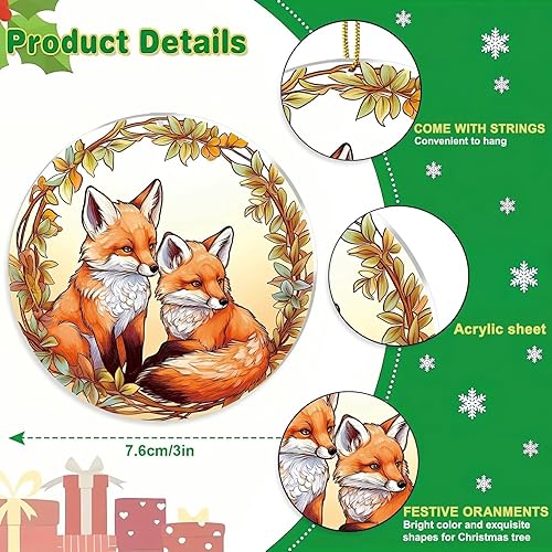 Miniatura 3 de Adorno de Navidad de zorro, árbol de Navidad de la familia de zorros, adornos de zorros de Navidad 2025, decoraciones colgantes de árbol, regalos de