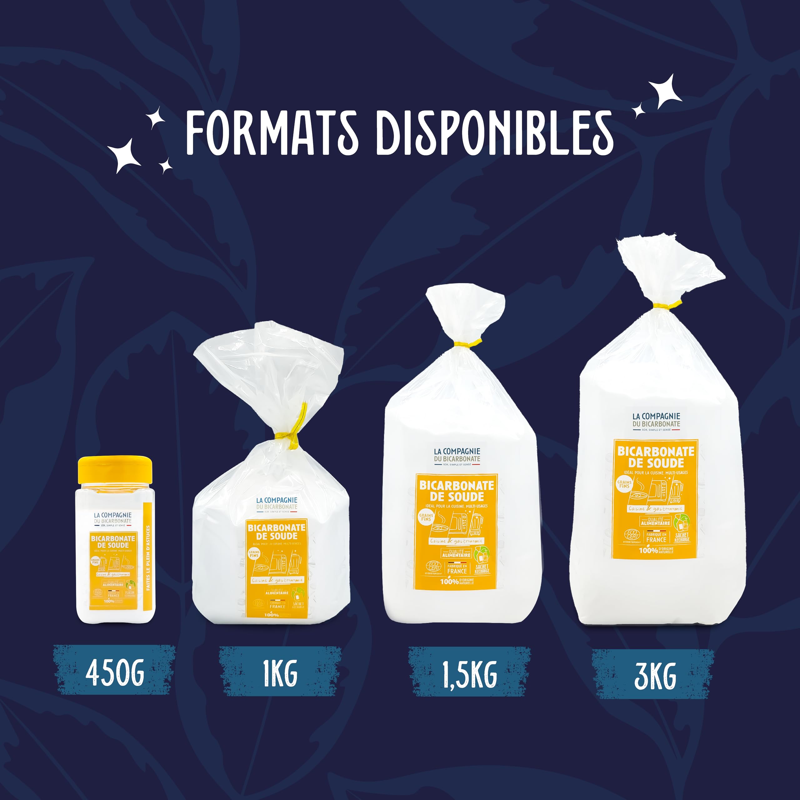 Bicarbonate de Soude Alimentaire Fin - Sachet 3 kg - Idéal pour Nettoyage, Cuisine, Piscine Eau et Multi Usages - La Compagnie du bicarbonate - certifié par ECOCERT