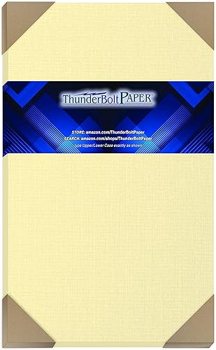 25 hojas de papel de cubierta 80# de lino marfil, 8.5 x 14 pulgadas (8.5 x 14 pulgadas), tamaño del menú, peso de tarjeta de 80 libras, acabado