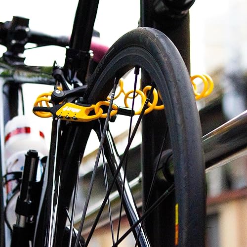 Miniatura 4 de CROPS Q5-COCON - Cable de bloqueo de bicicleta amarillo de 6 pies, 3 dígitos reiniciable, diseño compacto, fácil de transportar, cable de bloqueo de