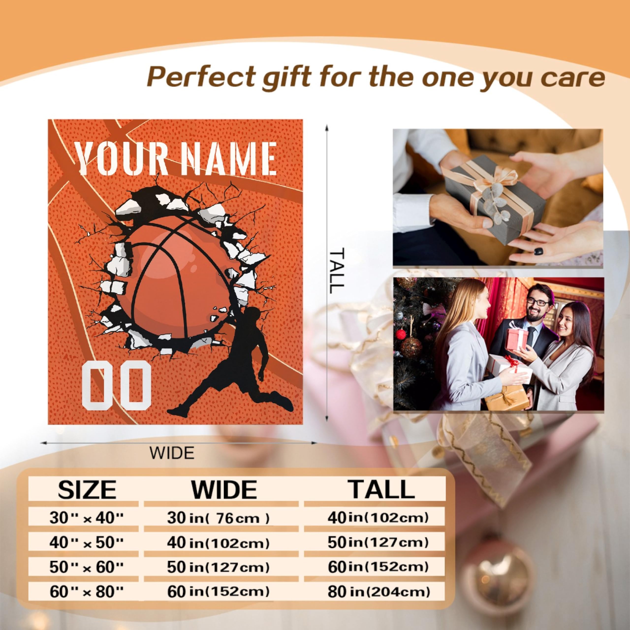 Maitreya Basketball Custom Blanket Gift for Personalized Basketball Lovers Flannel Lightweight Blanket for Sofa Camping Travel 40