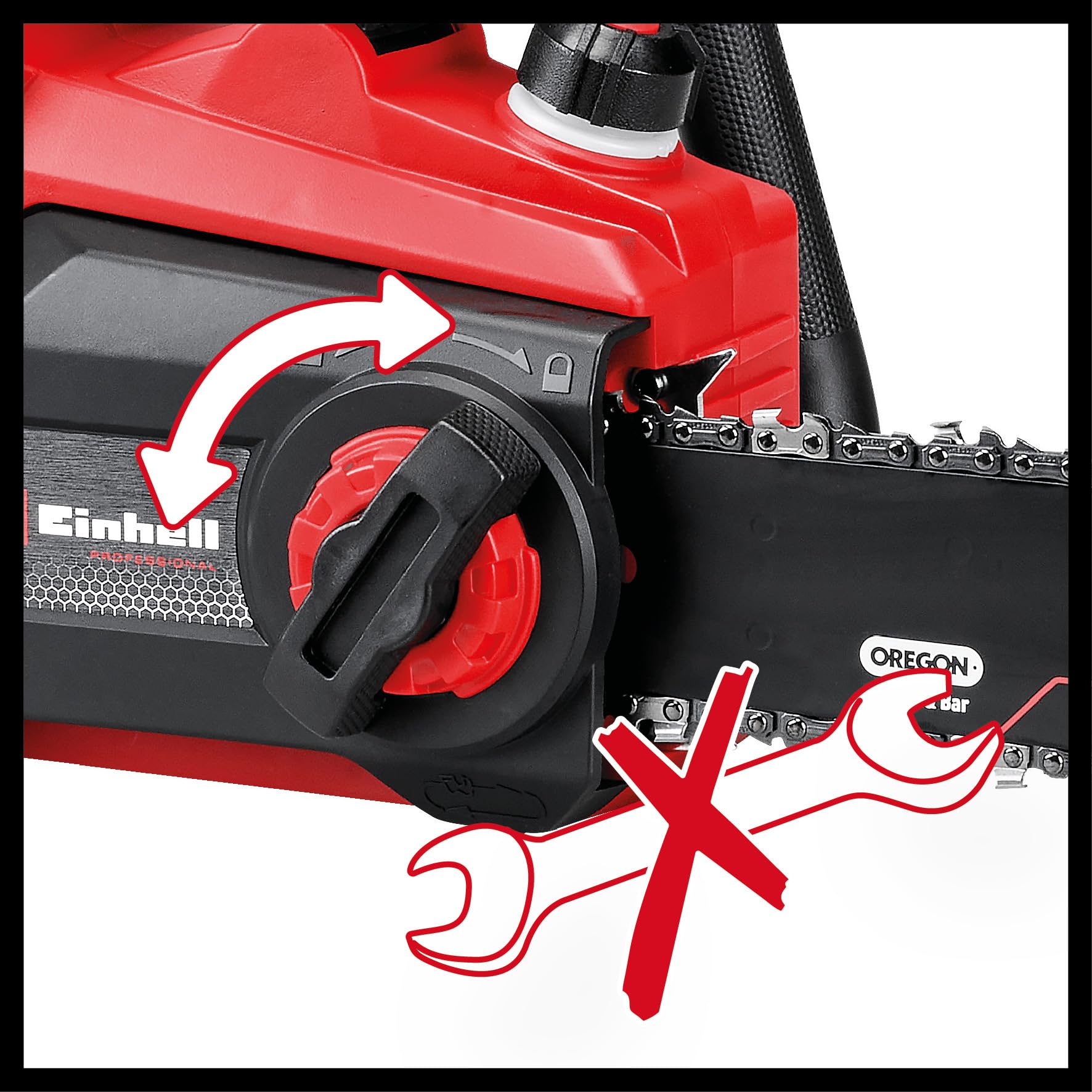 Einhell Profesjonalna akumulatorowa piła łańcuchowa GP-LC 36/40 Li BL-Solo (36 V, długość cięcia 38 cm, bezszczotkowa, prędkość łańcucha 19 m/s, automatyczne smarowanie łańcucha, bez akumulatora)