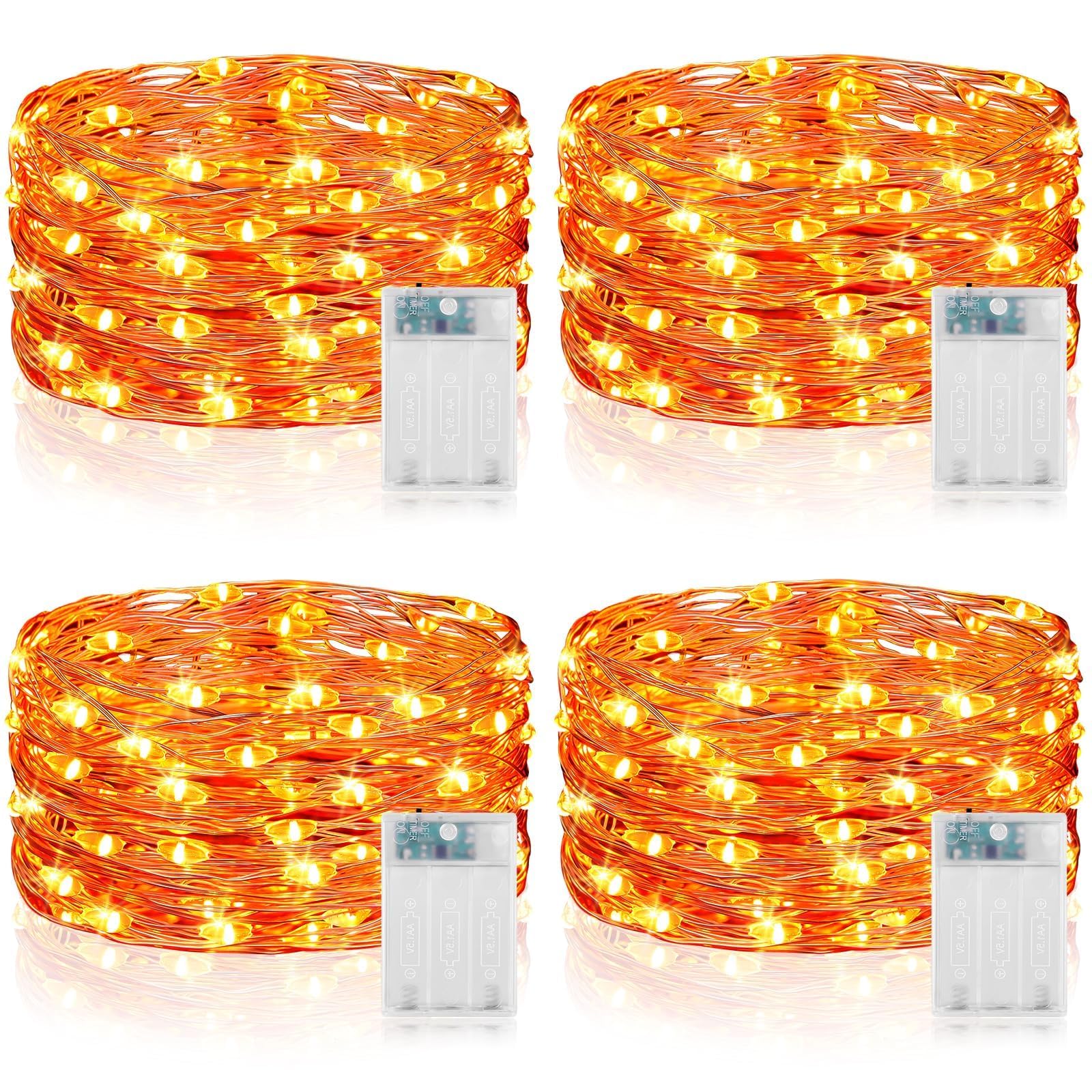 Vacoulery Orange Fairy Lights, 5M 50LEDs Halloween Decorations String Lights with Timer, Battery Powered LED String Lights for Indoor Outdoor Halloween Autumn Decorations