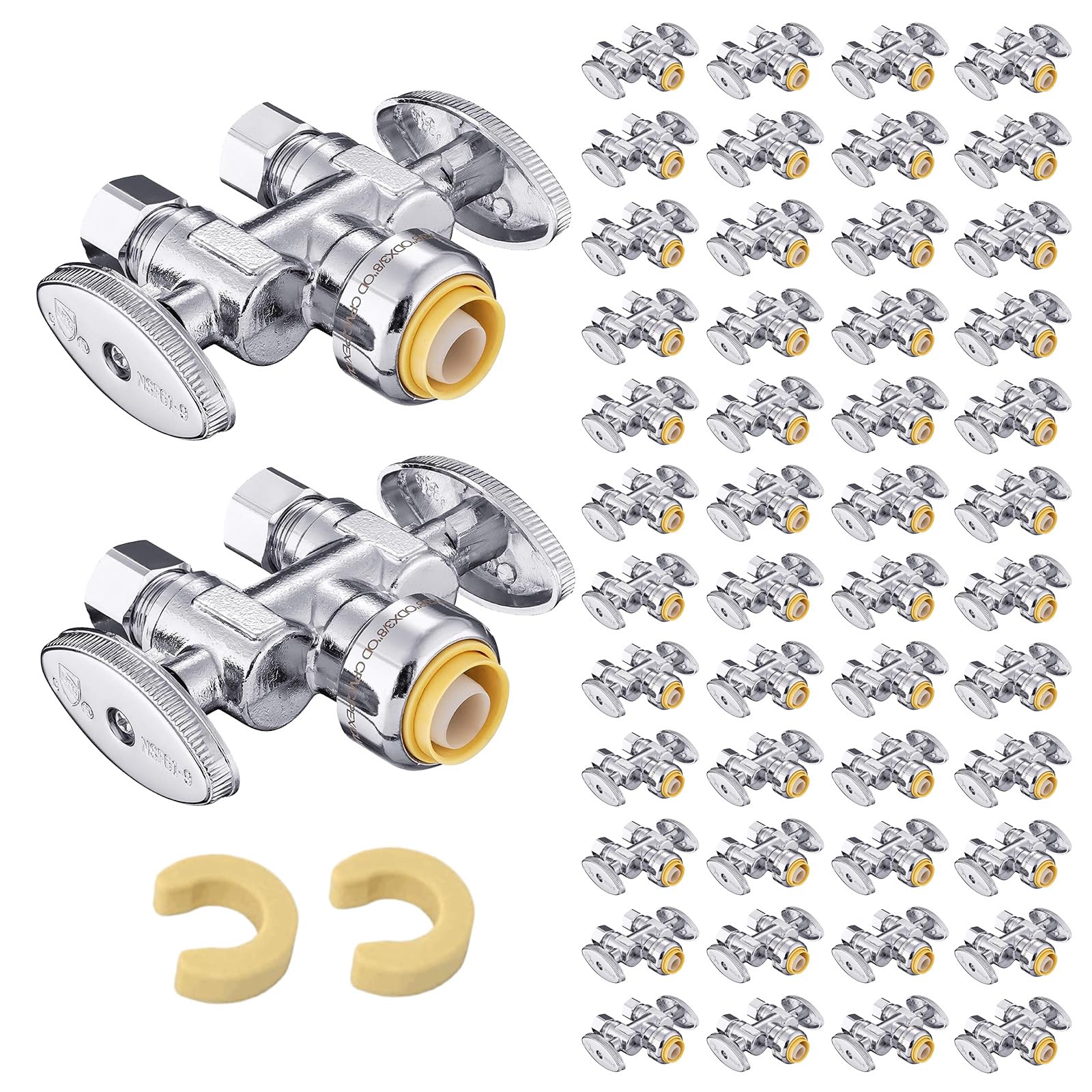 50Pcs EFIELD 1/2"Push x Dual 3/8"OD Straight Stop Valve(PF-VALVE039-50)