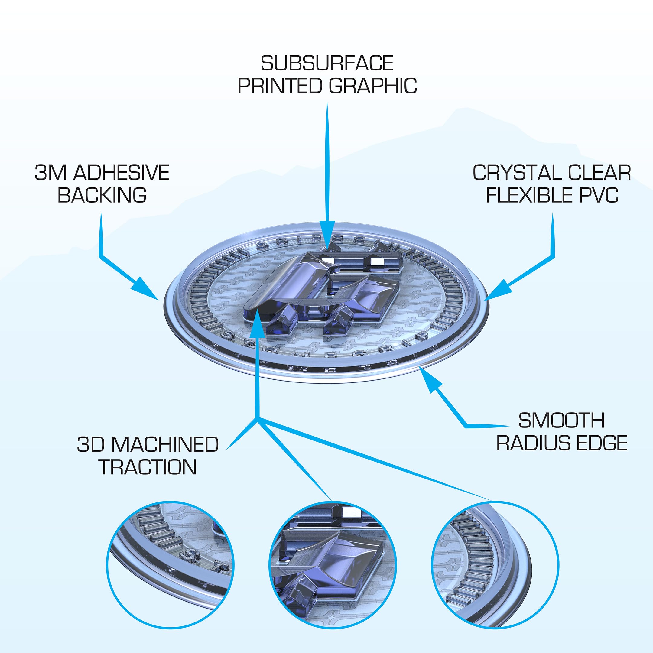 STOMPGRIP Gripcoin – Tapis de snowboard de qualité supérieure | Collection Vice | Décalcomanie 3D | Argent