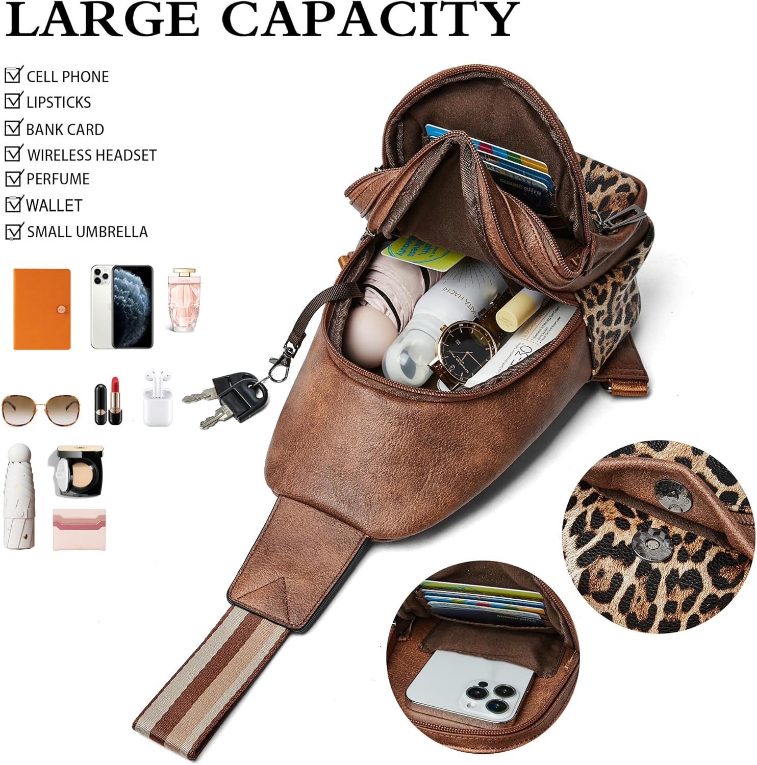 Sling Bag Crossbody Bags for Women Small Cross Body Bag Fanny Packs Chest Sling Purse for Daily Travel Leisure Sport - Image 5
